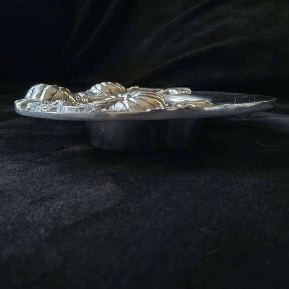 Pewter Pumpkin Wine Holder Plate / Wine Coaster Botella Calabaza Mexico - Picture 7 of 10